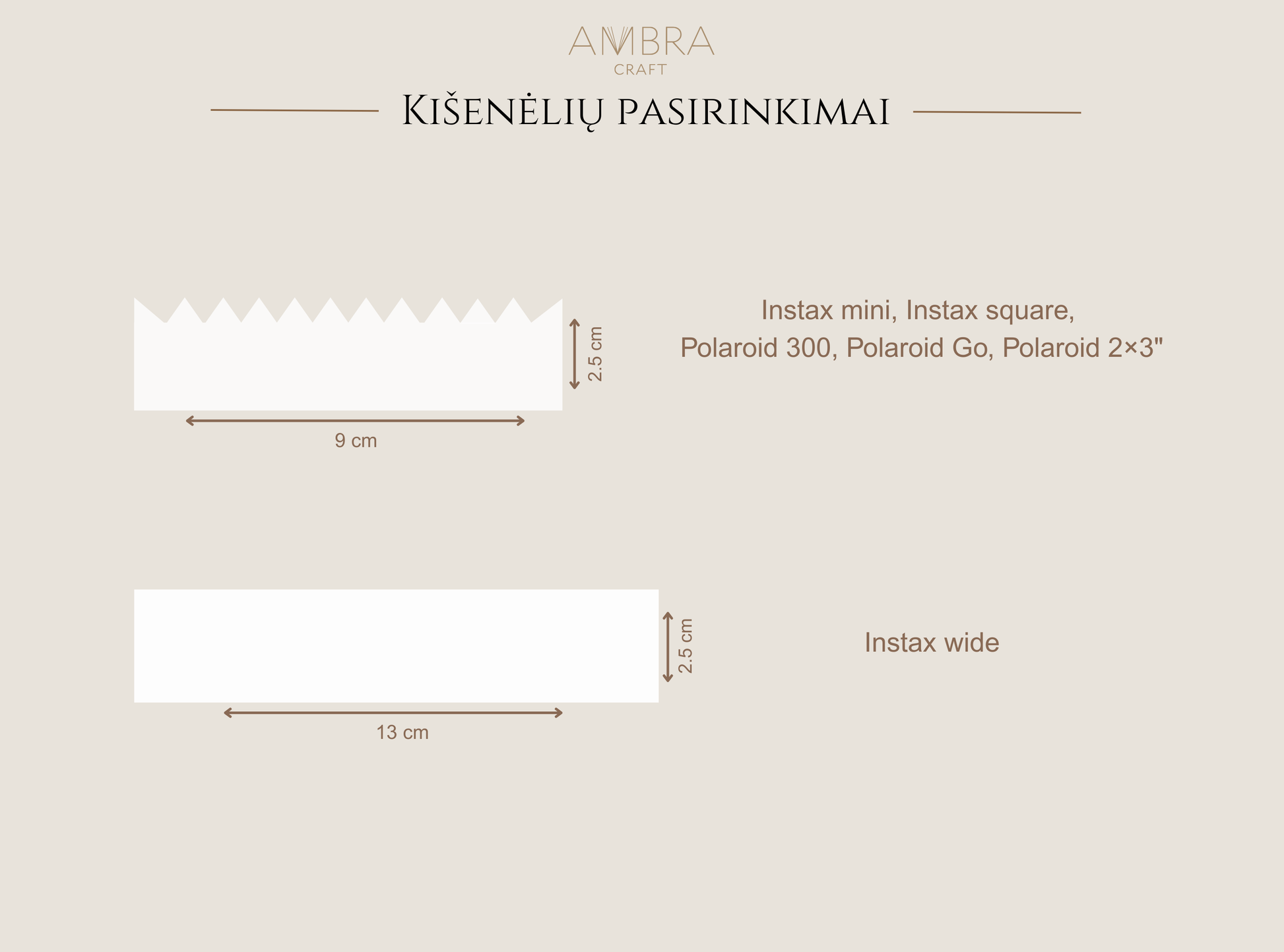 kišenėlių pasirinkimai momentinėms nuotraukoms