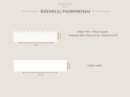kišenėlių pasirinkimai momentinėms nuotraukoms